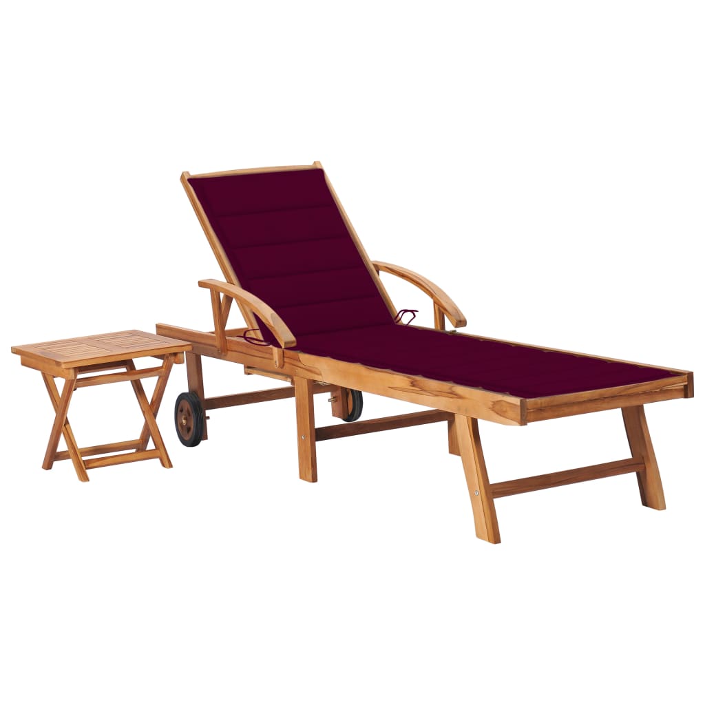 Ligbed met tafel en kussen massief teakhout is nu te koop bij PeponiXL, paradijselijk wonen!