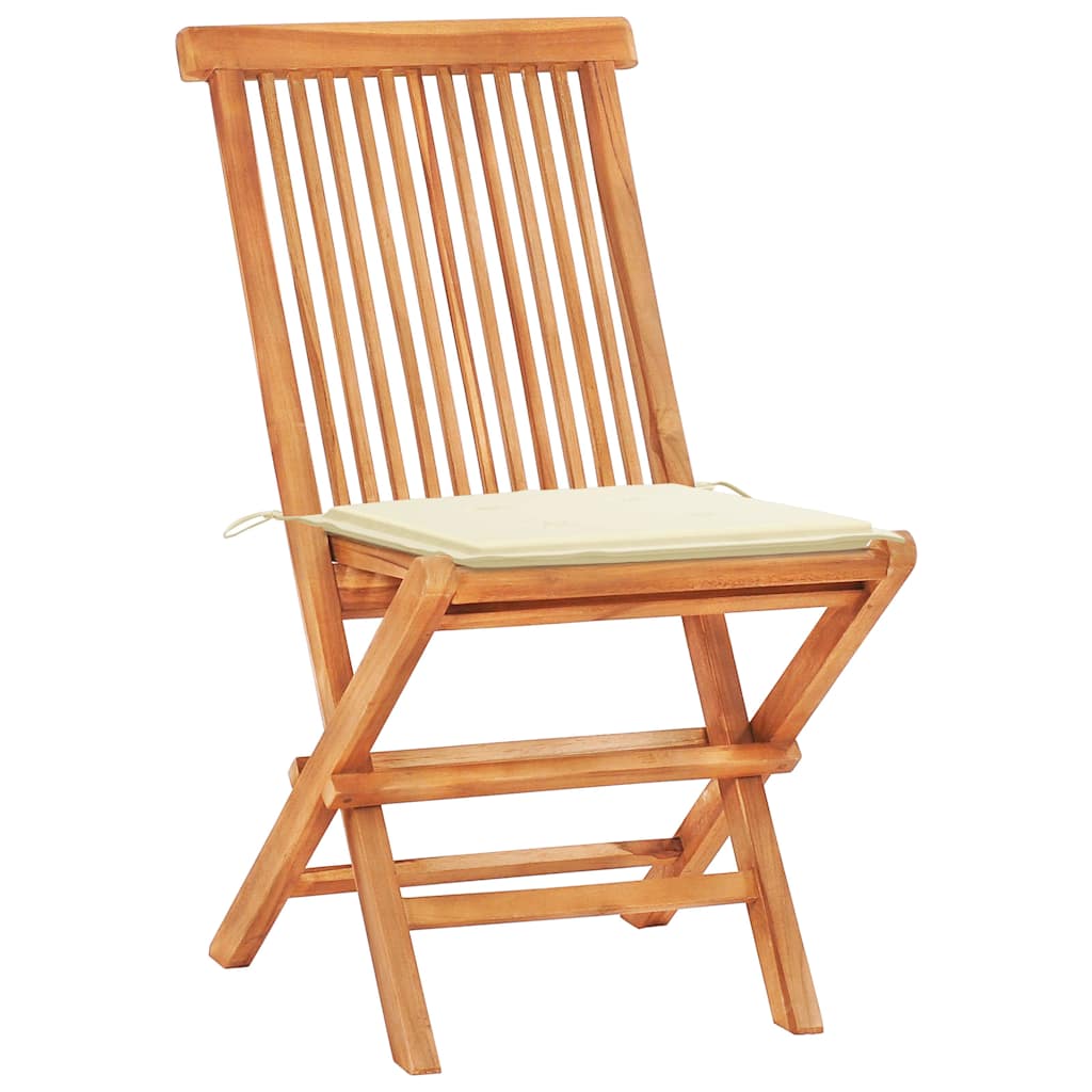 3-delige Bistroset met crèmekleurige kussens massief teakhout is nu te koop bij PeponiXL, paradijselijk wonen!
