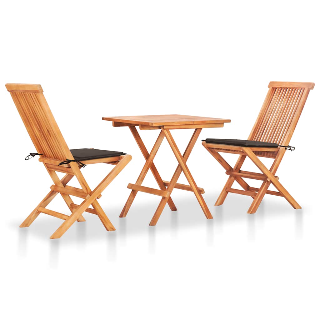 3-delige Bistroset met taupe kussens massief teakhout is nu te koop bij PeponiXL, paradijselijk wonen!