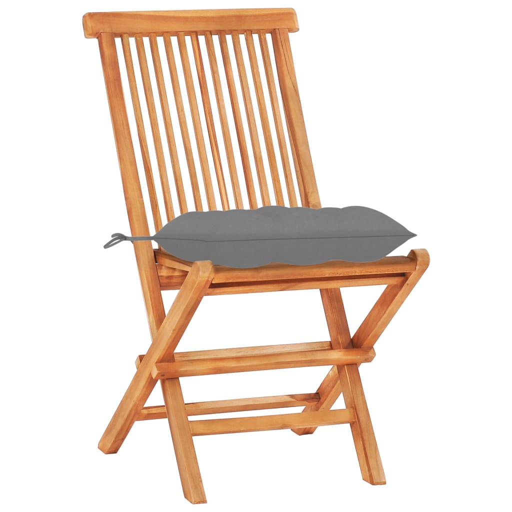 3-delige Bistroset met grijze kussens massief teakhout is nu te koop bij PeponiXL, paradijselijk wonen!