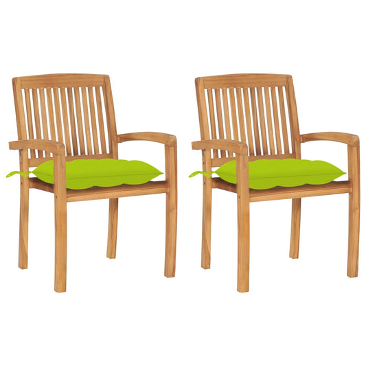 Tuinstoelen 2 st met heldergroene kussens massief teakhout is nu te koop bij PeponiXL, paradijselijk wonen!