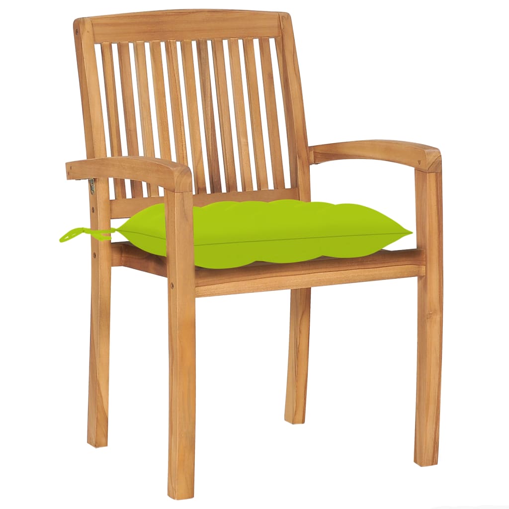 Tuinstoelen 2 st met heldergroene kussens massief teakhout is nu te koop bij PeponiXL, paradijselijk wonen!