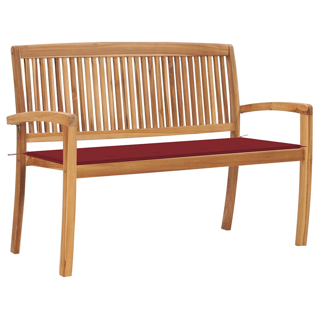 Tuinbank stapelbaar met kussen 128,5 cm massief teakhout is nu te koop bij PeponiXL, paradijselijk wonen!