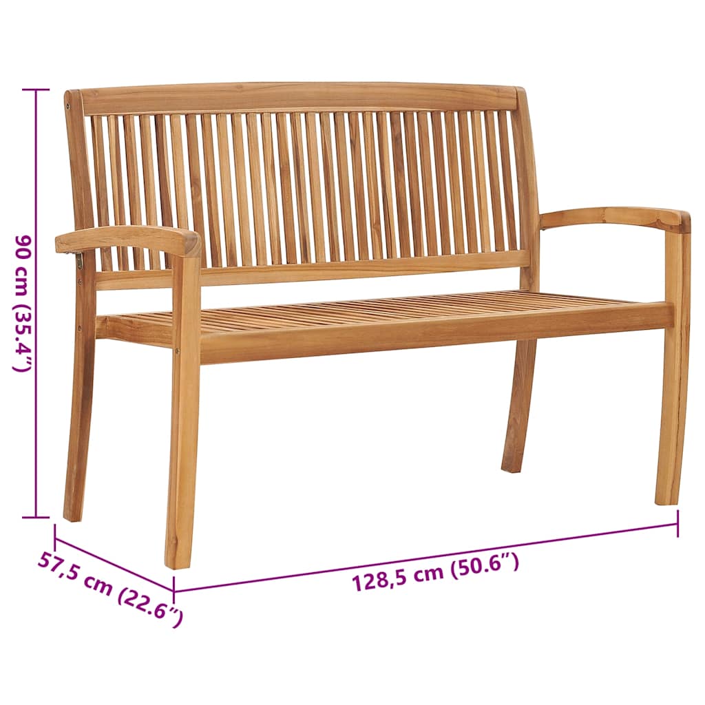 Tuinbank stapelbaar met kussen 128,5 cm massief teakhout is nu te koop bij PeponiXL, paradijselijk wonen!