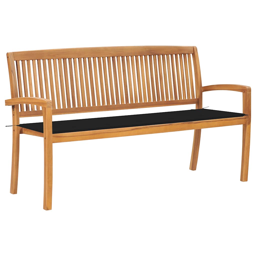 Tuinbank stapelbaar met kussen 159 cm massief teakhout is nu te koop bij PeponiXL, paradijselijk wonen!