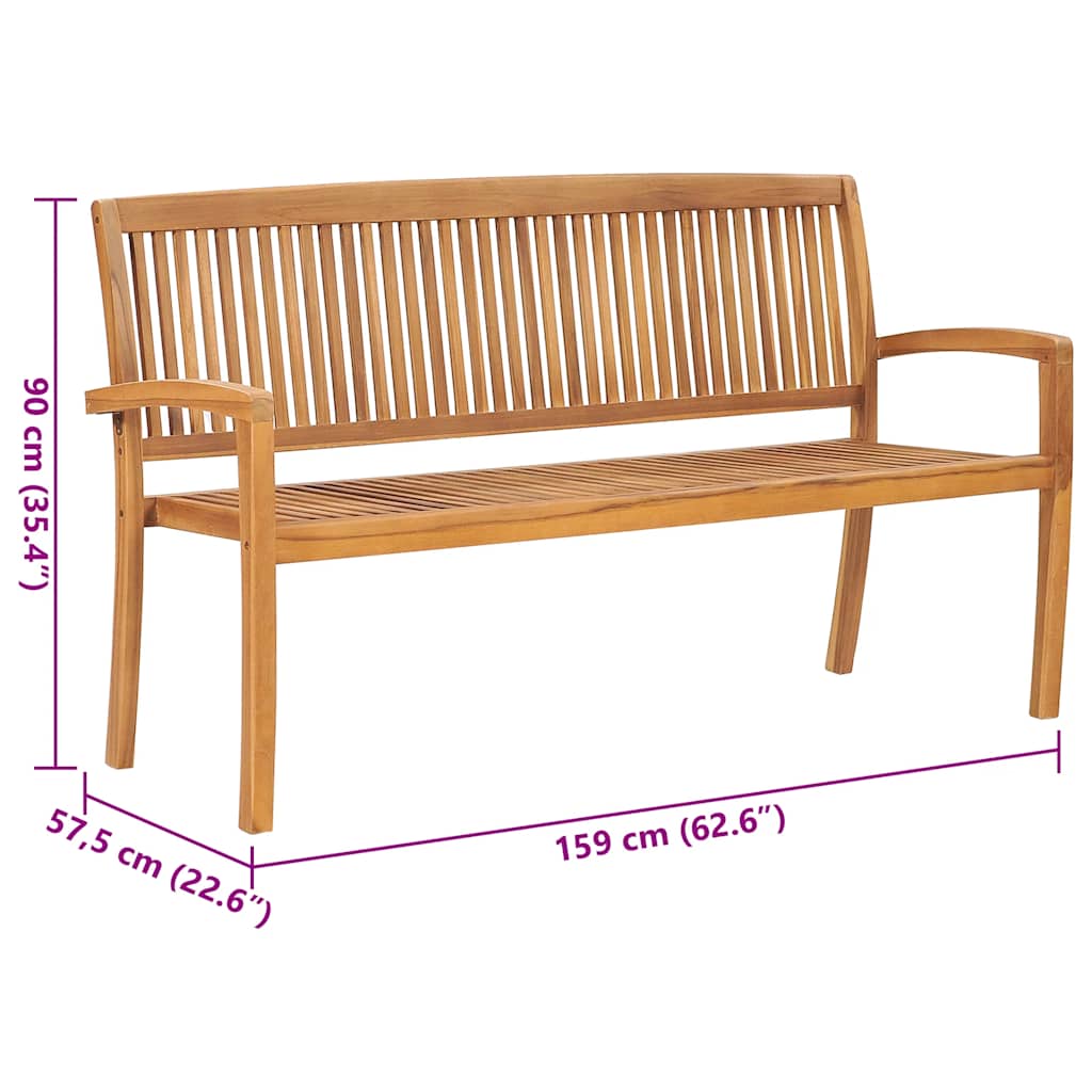 Tuinbank stapelbaar met kussen 159 cm massief teakhout is nu te koop bij PeponiXL, paradijselijk wonen!