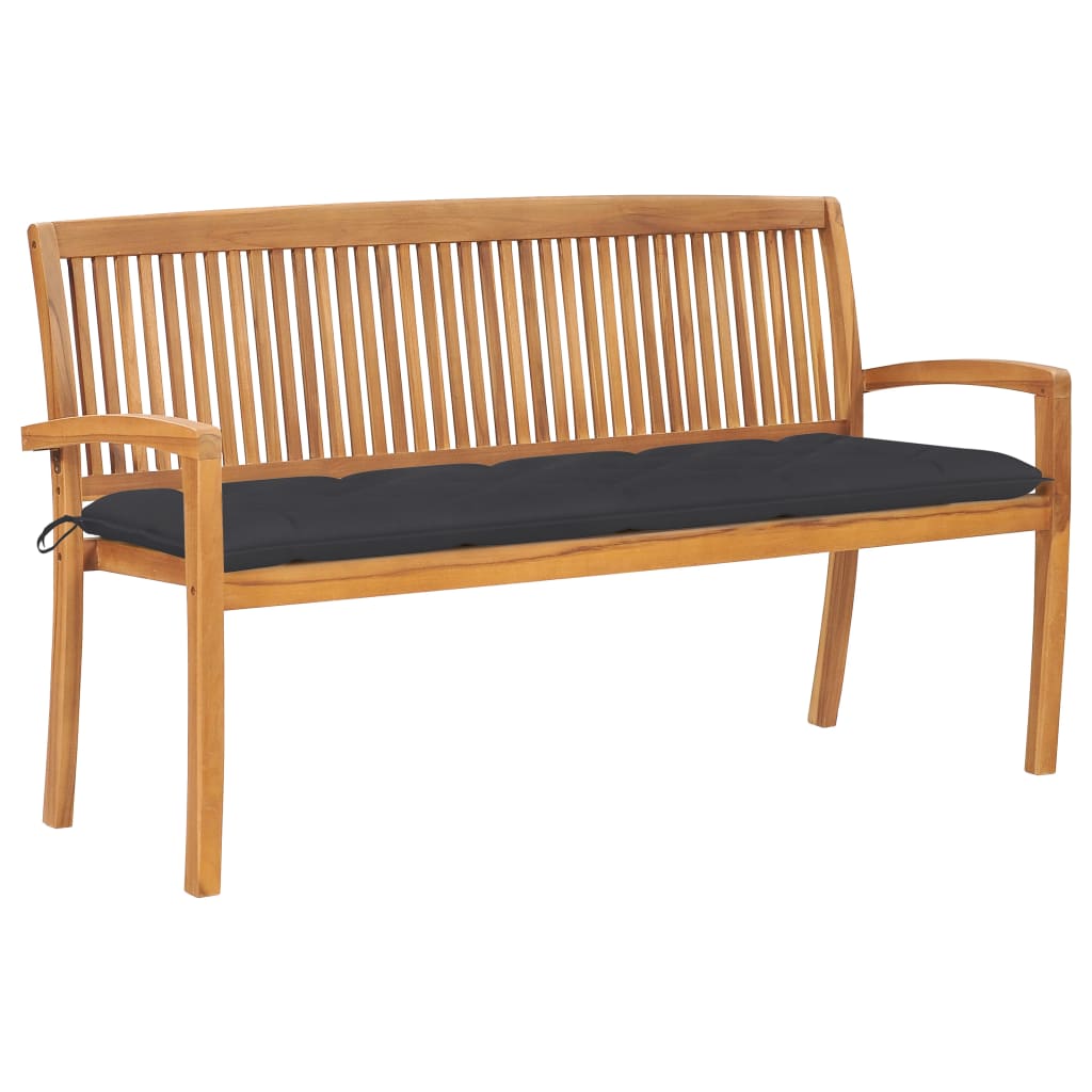 Tuinbank stapelbaar met kussen 159 cm massief teakhout is nu te koop bij PeponiXL, paradijselijk wonen!