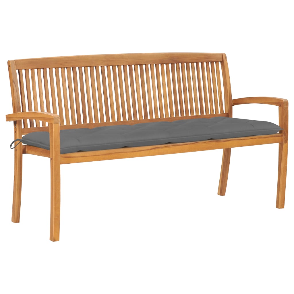 Tuinbank stapelbaar met kussen 159 cm massief teakhout is nu te koop bij PeponiXL, paradijselijk wonen!