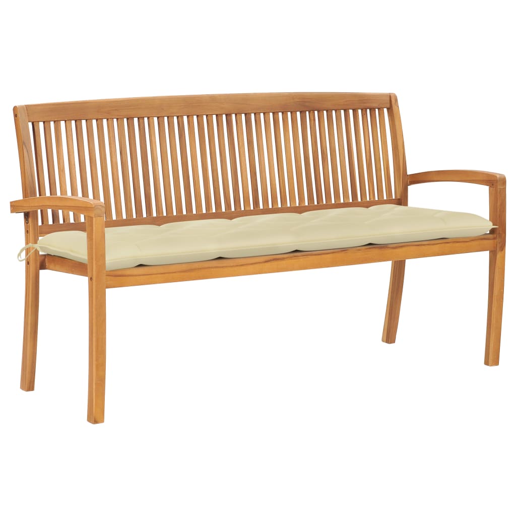 Tuinbank stapelbaar met kussen 159 cm massief teakhout is nu te koop bij PeponiXL, paradijselijk wonen!