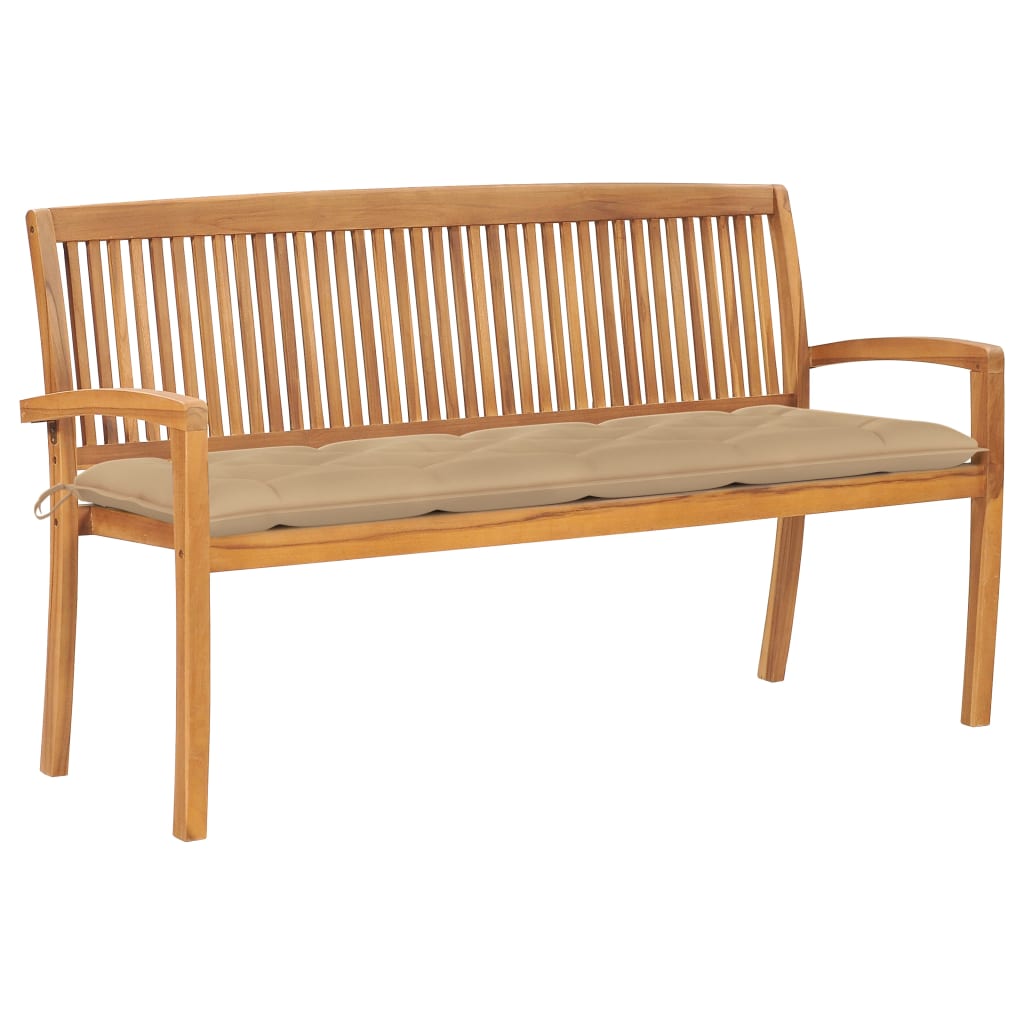 Tuinbank stapelbaar met kussen 159 cm massief teakhout is nu te koop bij PeponiXL, paradijselijk wonen!