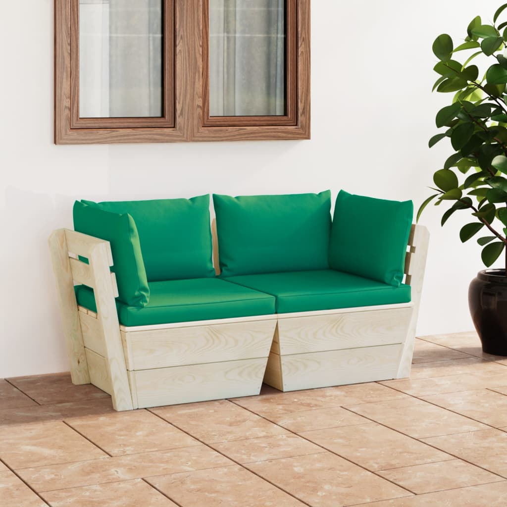 Tuinbank 2-zits met kussens pallet vurenhout is nu te koop bij PeponiXL, paradijselijk wonen!