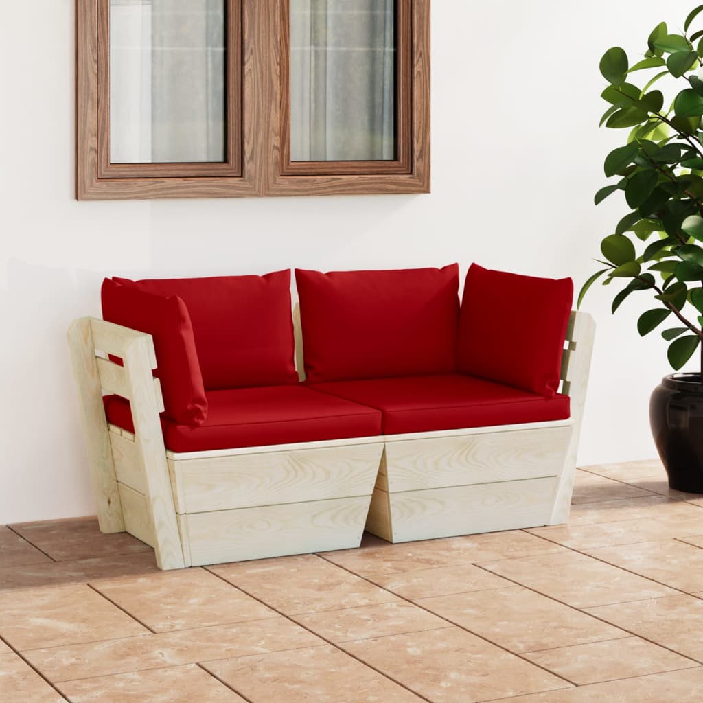 Tuinbank 2-zits met kussens pallet vurenhout is nu te koop bij PeponiXL, paradijselijk wonen!