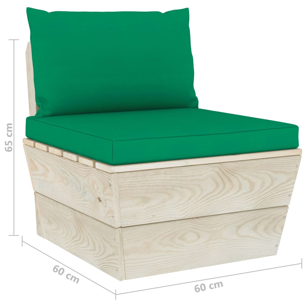 6-delige Loungeset met kussens pallet vurenhout