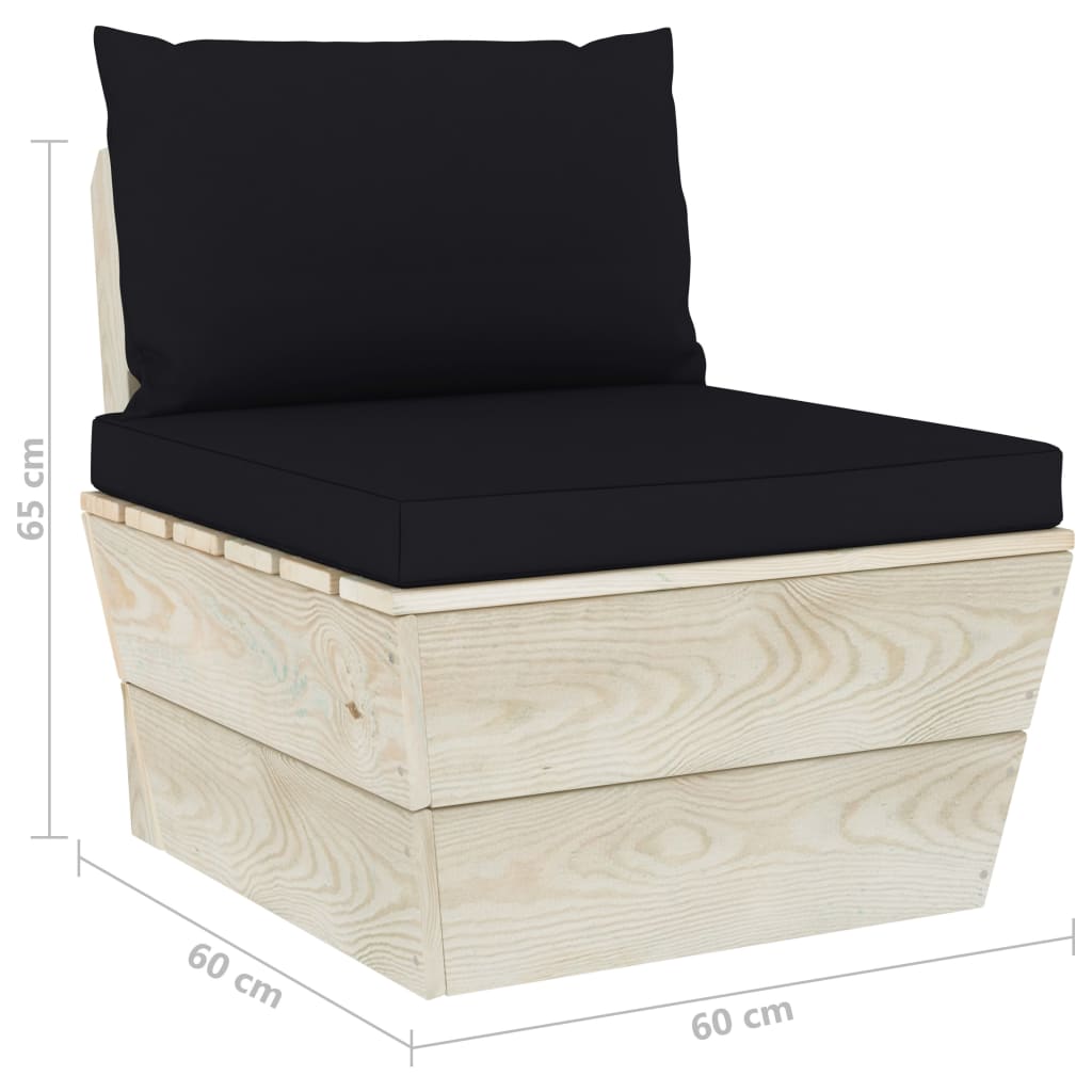 6-delige Loungeset met kussens pallet vurenhout