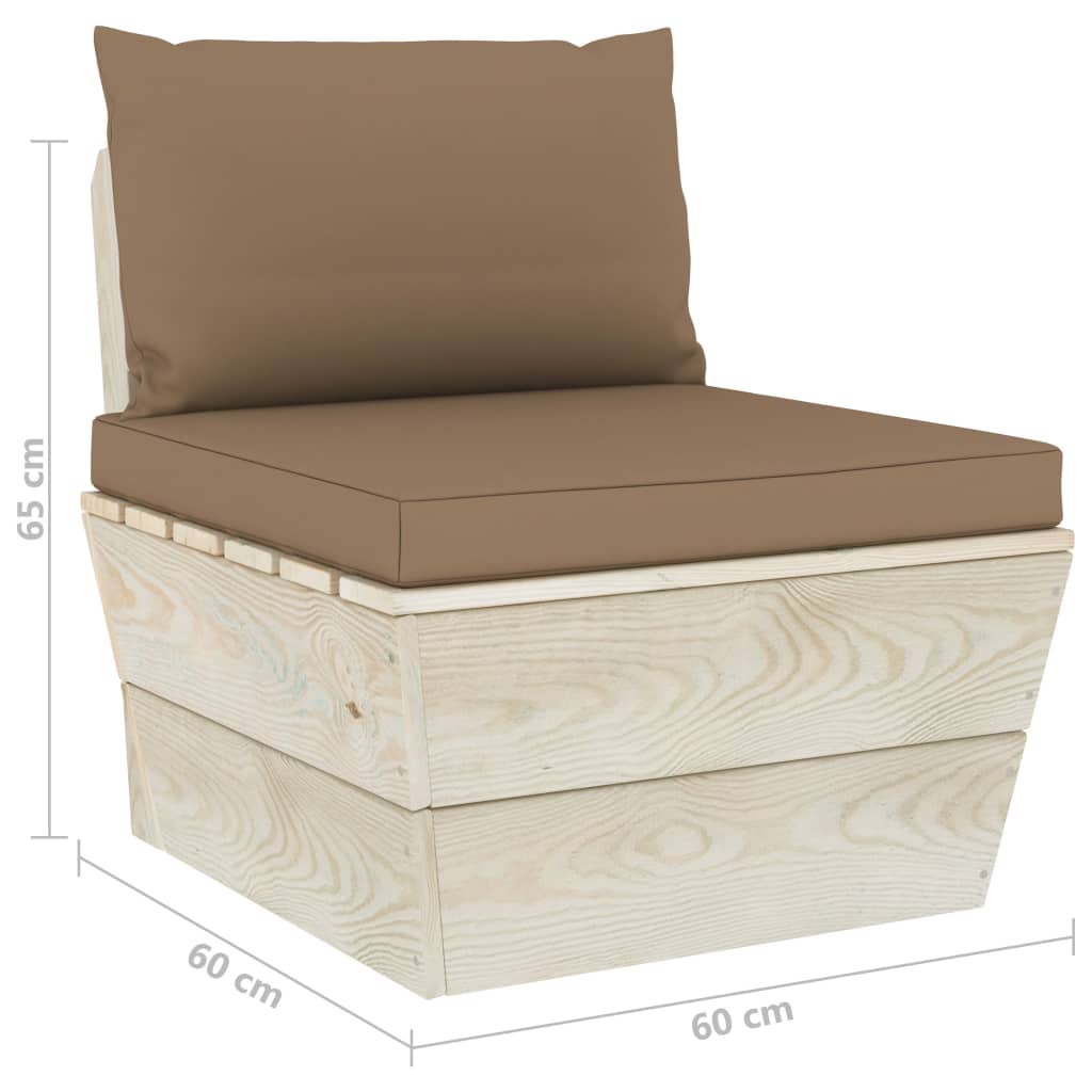 6-delige Loungeset met kussens pallet vurenhout