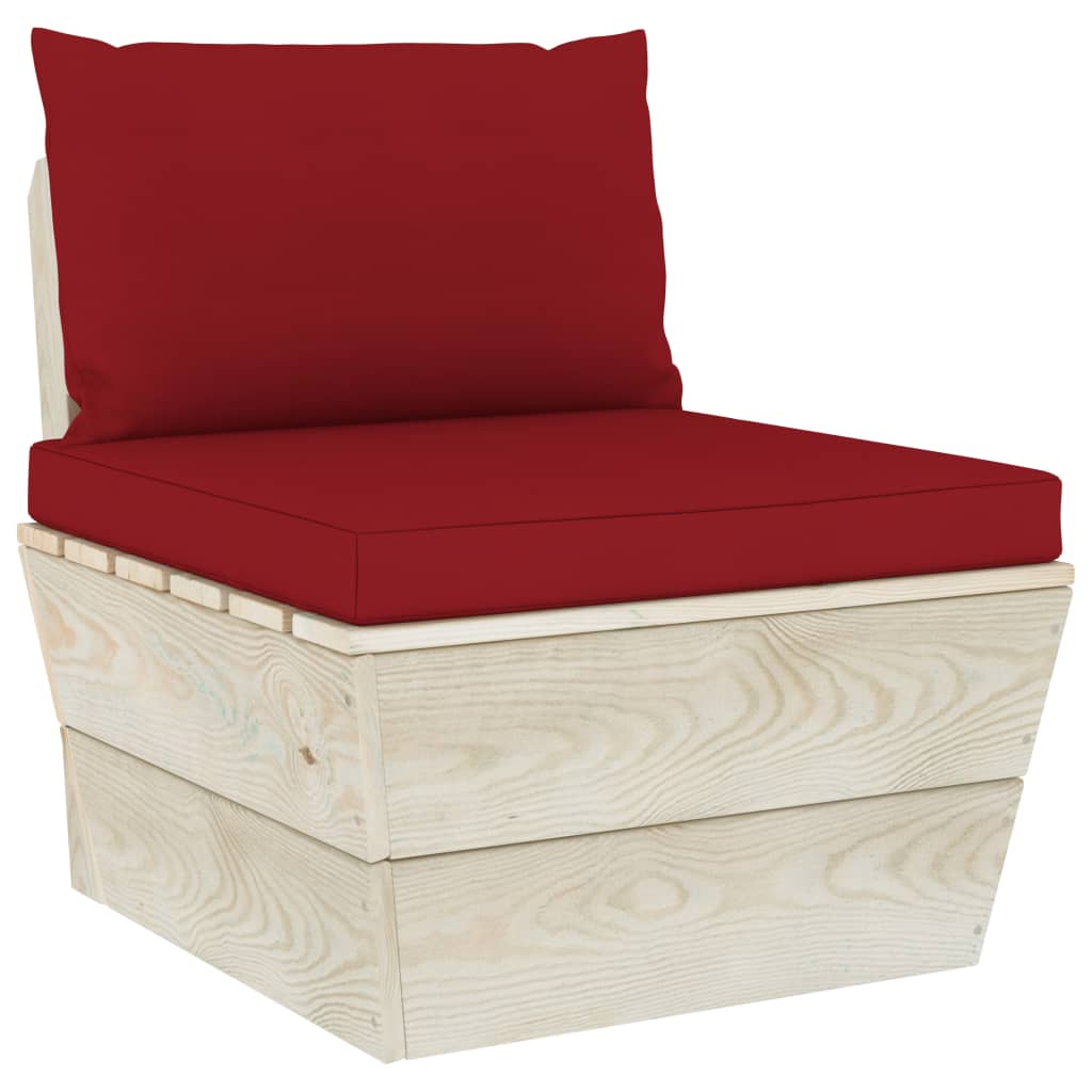 6-delige Loungeset met kussens pallet vurenhout