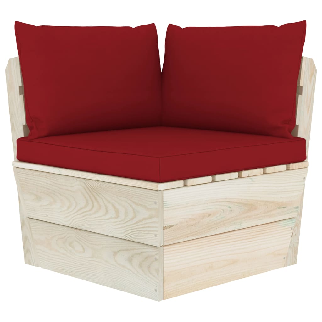 6-delige Loungeset met kussens pallet vurenhout