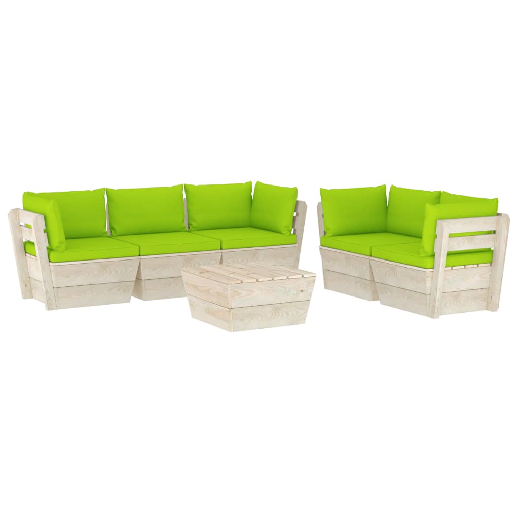 6-delige Loungeset met kussens pallet vurenhout