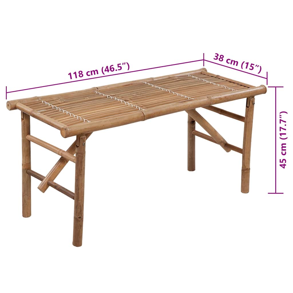 Tuinbank inklapbaar met kussen 118 cm bamboe is nu te koop bij PeponiXL, paradijselijk wonen!