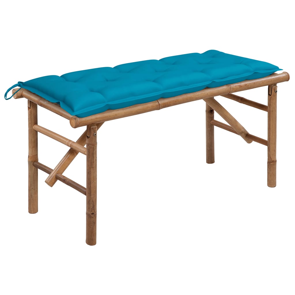Tuinbank inklapbaar met kussen 118 cm bamboe is nu te koop bij PeponiXL, paradijselijk wonen!