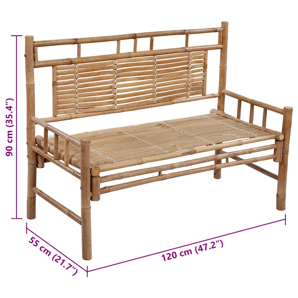 Tuinbank met kussen 120 cm bamboe is nu te koop bij PeponiXL, paradijselijk wonen!