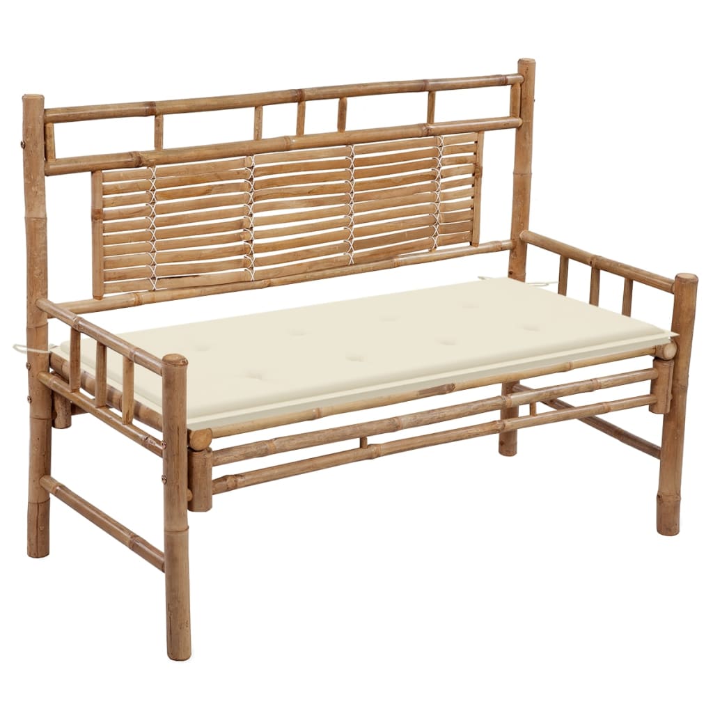 Tuinbank met kussen 120 cm bamboe is nu te koop bij PeponiXL, paradijselijk wonen!