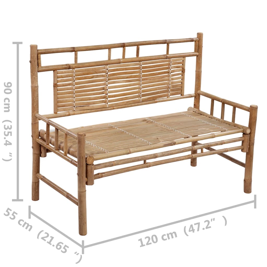 Tuinbank met kussen 120 cm bamboe is nu te koop bij PeponiXL, paradijselijk wonen!