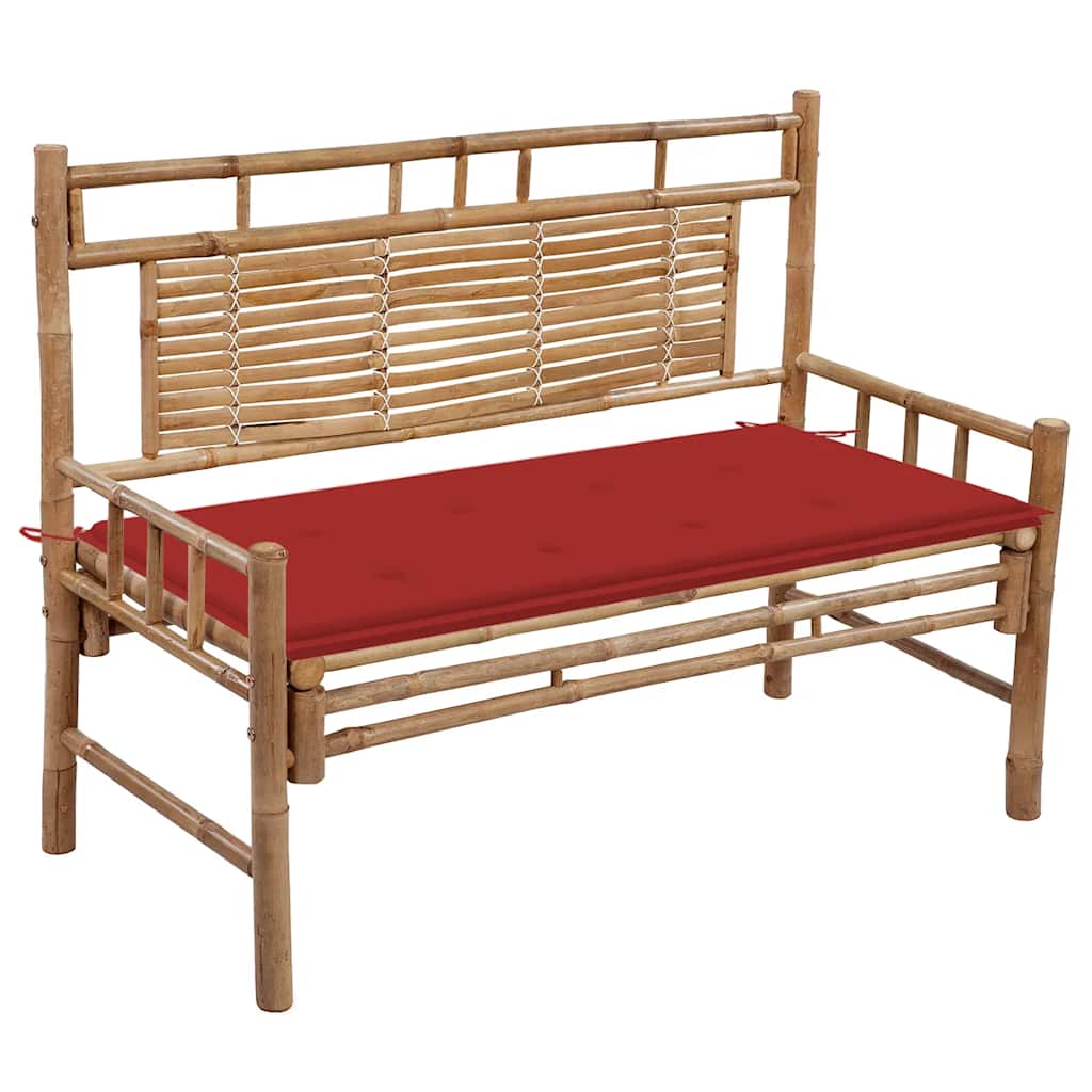 Tuinbank met kussen 120 cm bamboe is nu te koop bij PeponiXL, paradijselijk wonen!