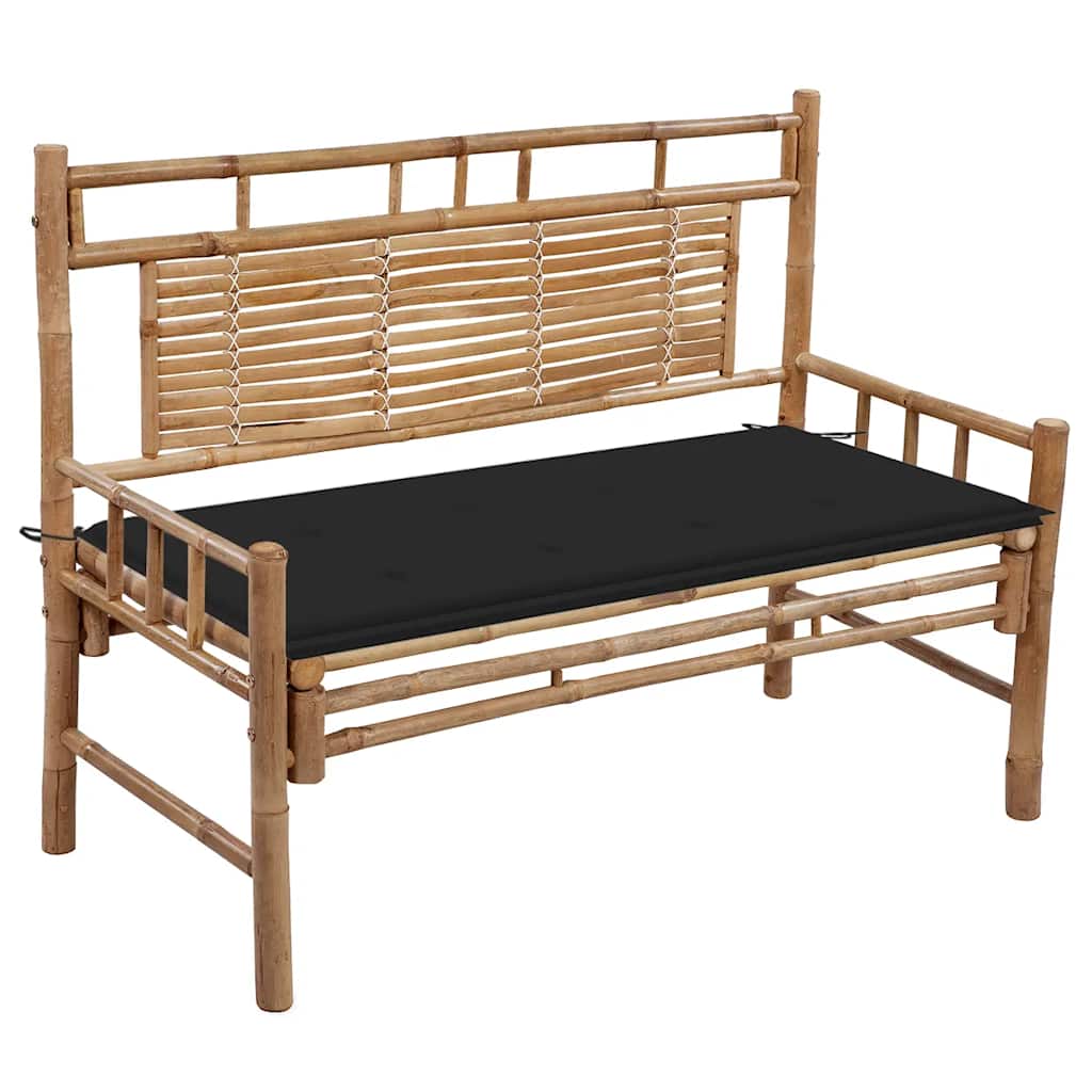 Tuinbank met kussen 120 cm bamboe is nu te koop bij PeponiXL, paradijselijk wonen!