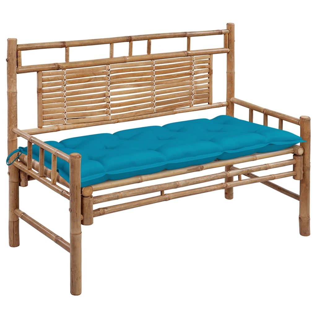 Tuinbank met kussen 120 cm bamboe is nu te koop bij PeponiXL, paradijselijk wonen!