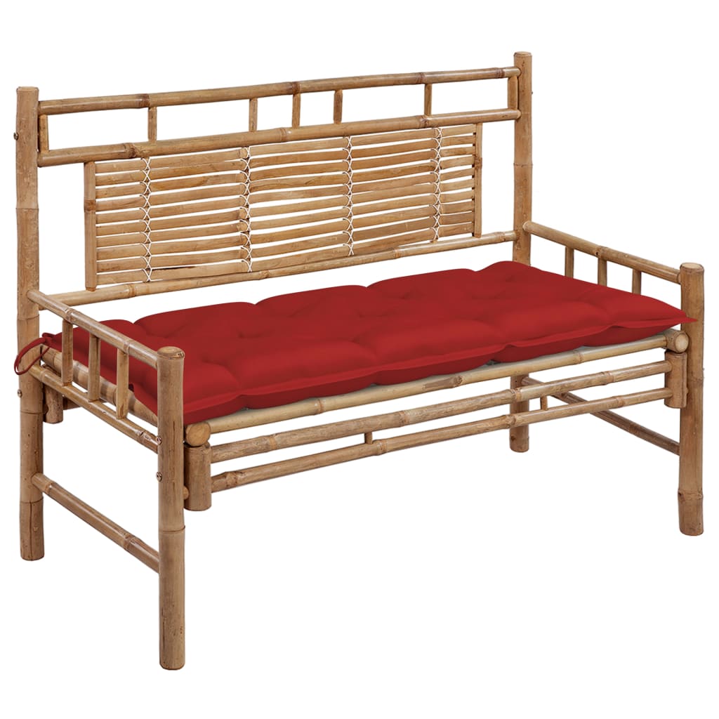 Tuinbank met kussen 120 cm bamboe is nu te koop bij PeponiXL, paradijselijk wonen!