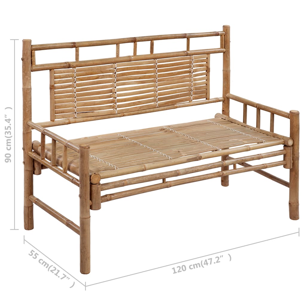 Tuinbank met kussen 120 cm bamboe is nu te koop bij PeponiXL, paradijselijk wonen!