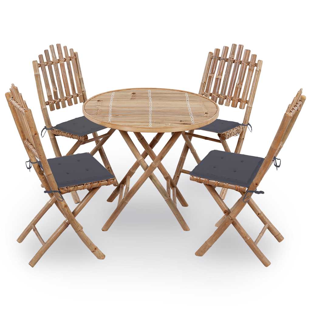 5-delige Tuinset inklapbaar met kussens bamboe is nu te koop bij PeponiXL, paradijselijk wonen!