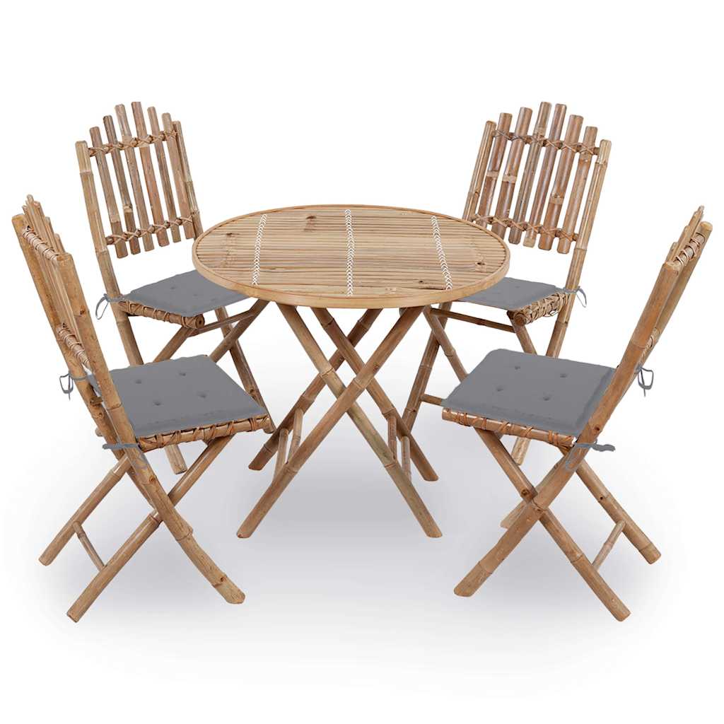 5-delige Tuinset inklapbaar met kussens bamboe is nu te koop bij PeponiXL, paradijselijk wonen!