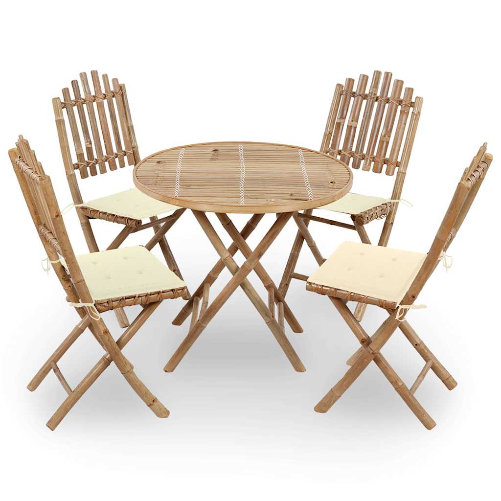 5-delige Tuinset inklapbaar met kussens bamboe is nu te koop bij PeponiXL, paradijselijk wonen!