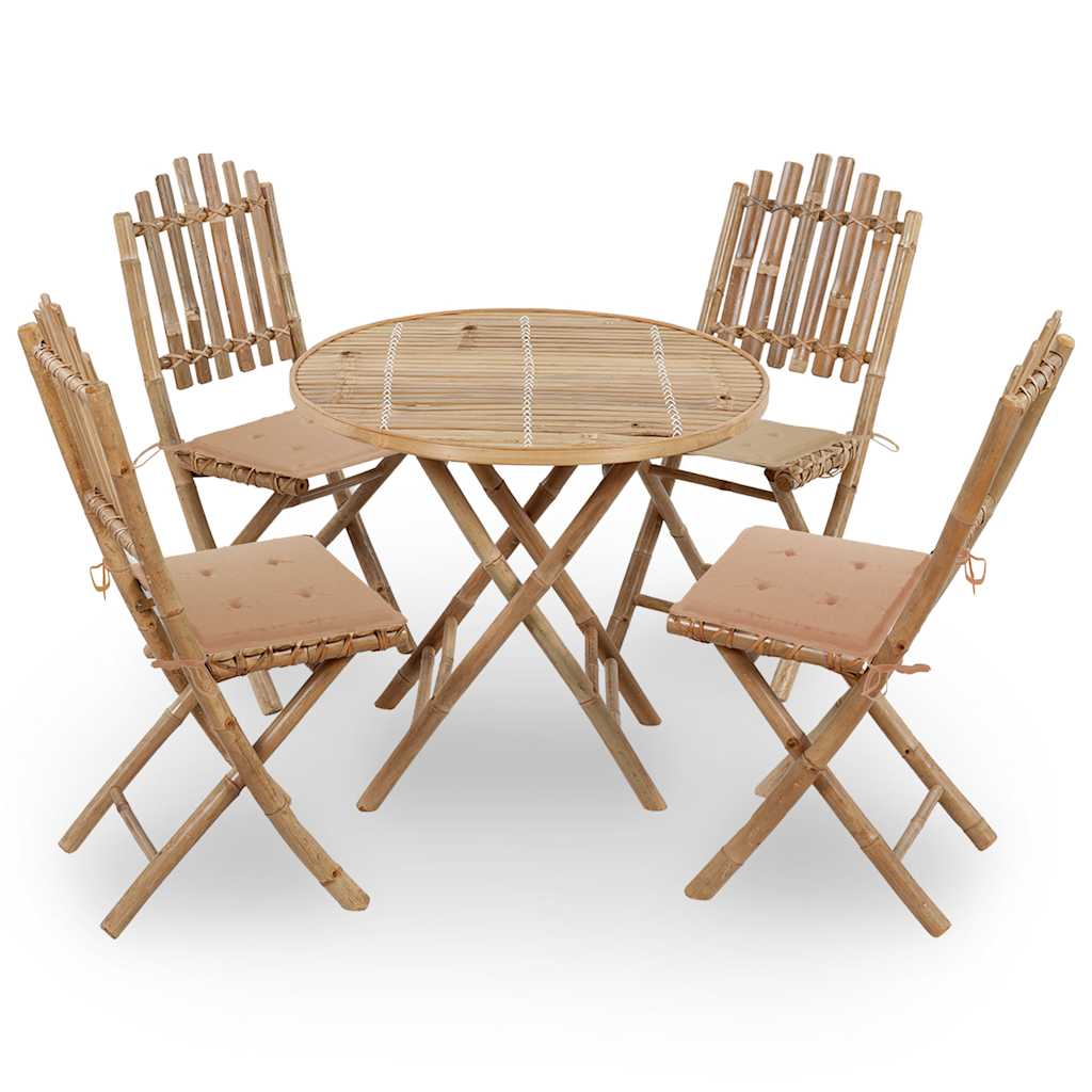5-delige Tuinset inklapbaar met kussens bamboe is nu te koop bij PeponiXL, paradijselijk wonen!