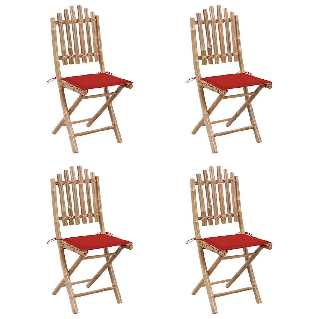 5-delige Tuinset inklapbaar met kussens bamboe is nu te koop bij PeponiXL, paradijselijk wonen!
