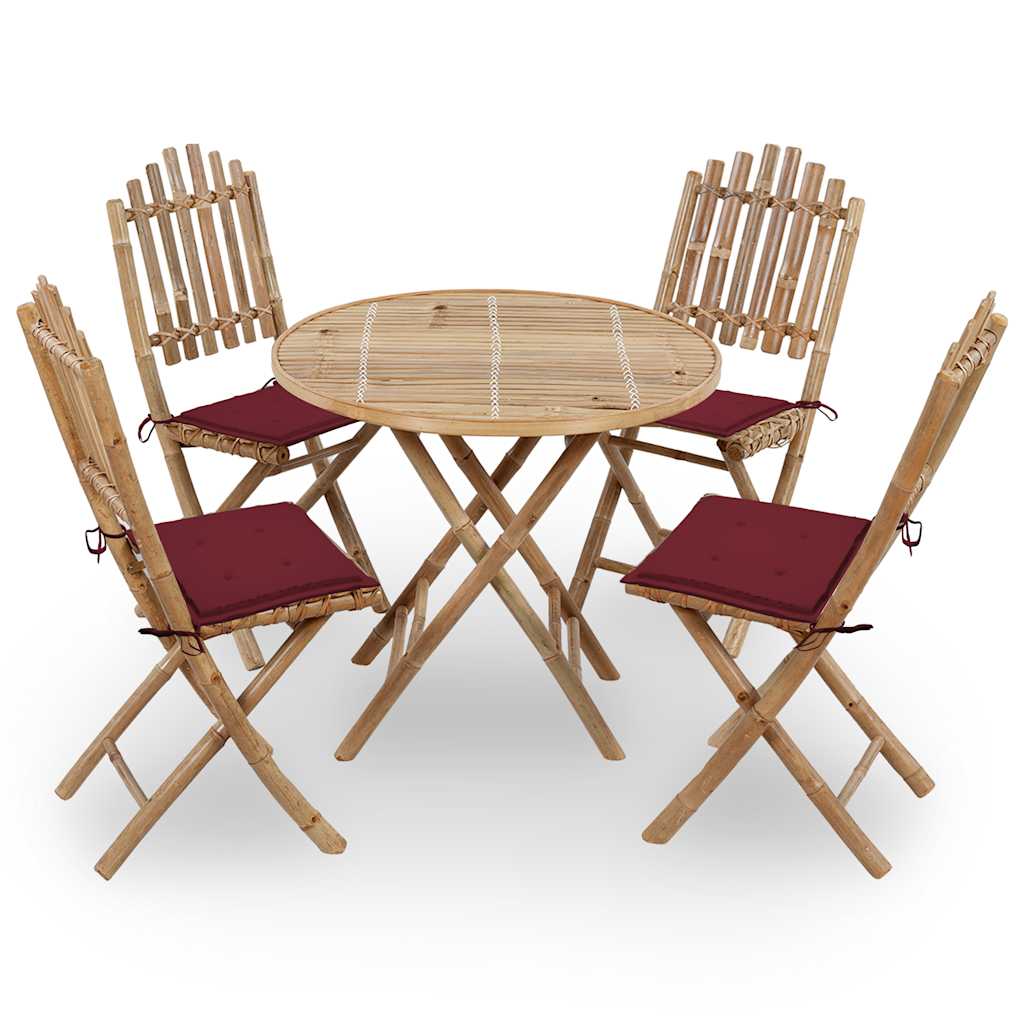 5-delige Tuinset inklapbaar met kussens bamboe is nu te koop bij PeponiXL, paradijselijk wonen!