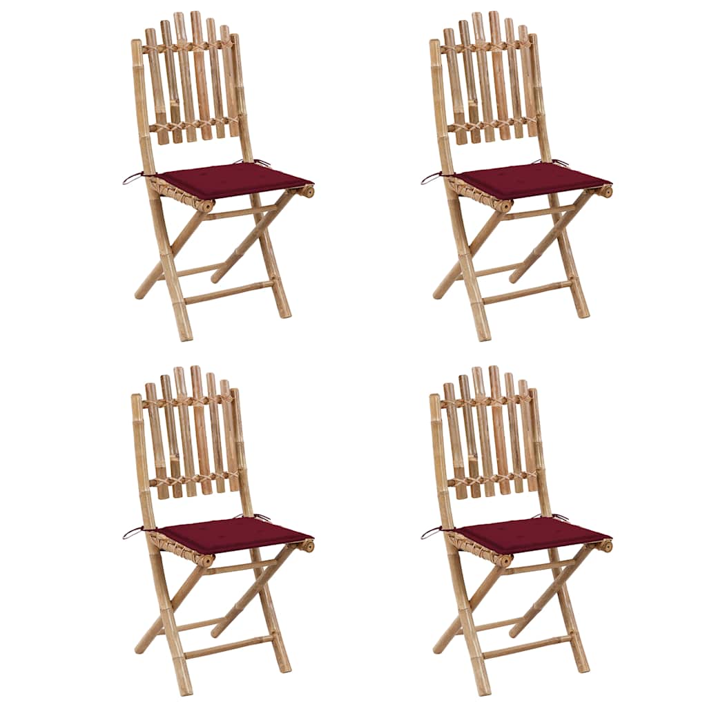 5-delige Tuinset inklapbaar met kussens bamboe is nu te koop bij PeponiXL, paradijselijk wonen!