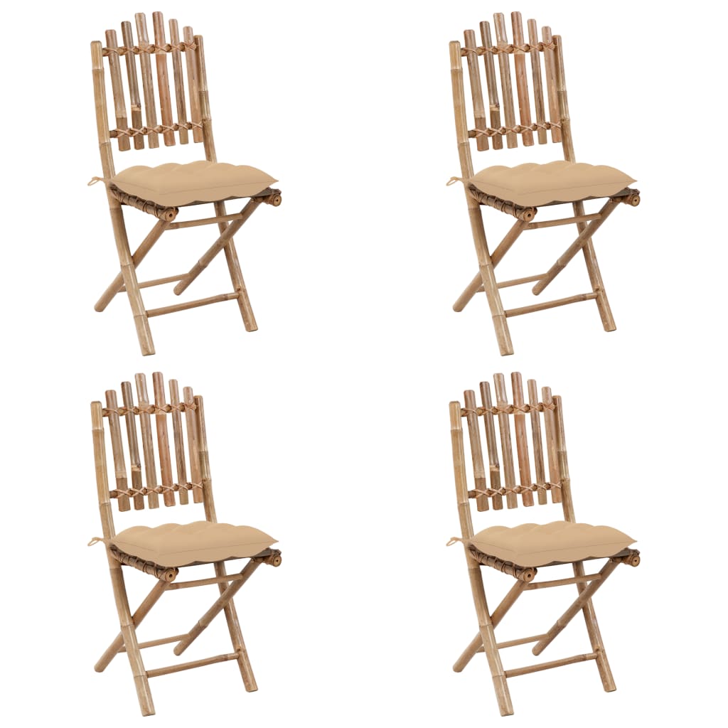 5-delige Tuinset inklapbaar met kussens bamboe is nu te koop bij PeponiXL, paradijselijk wonen!