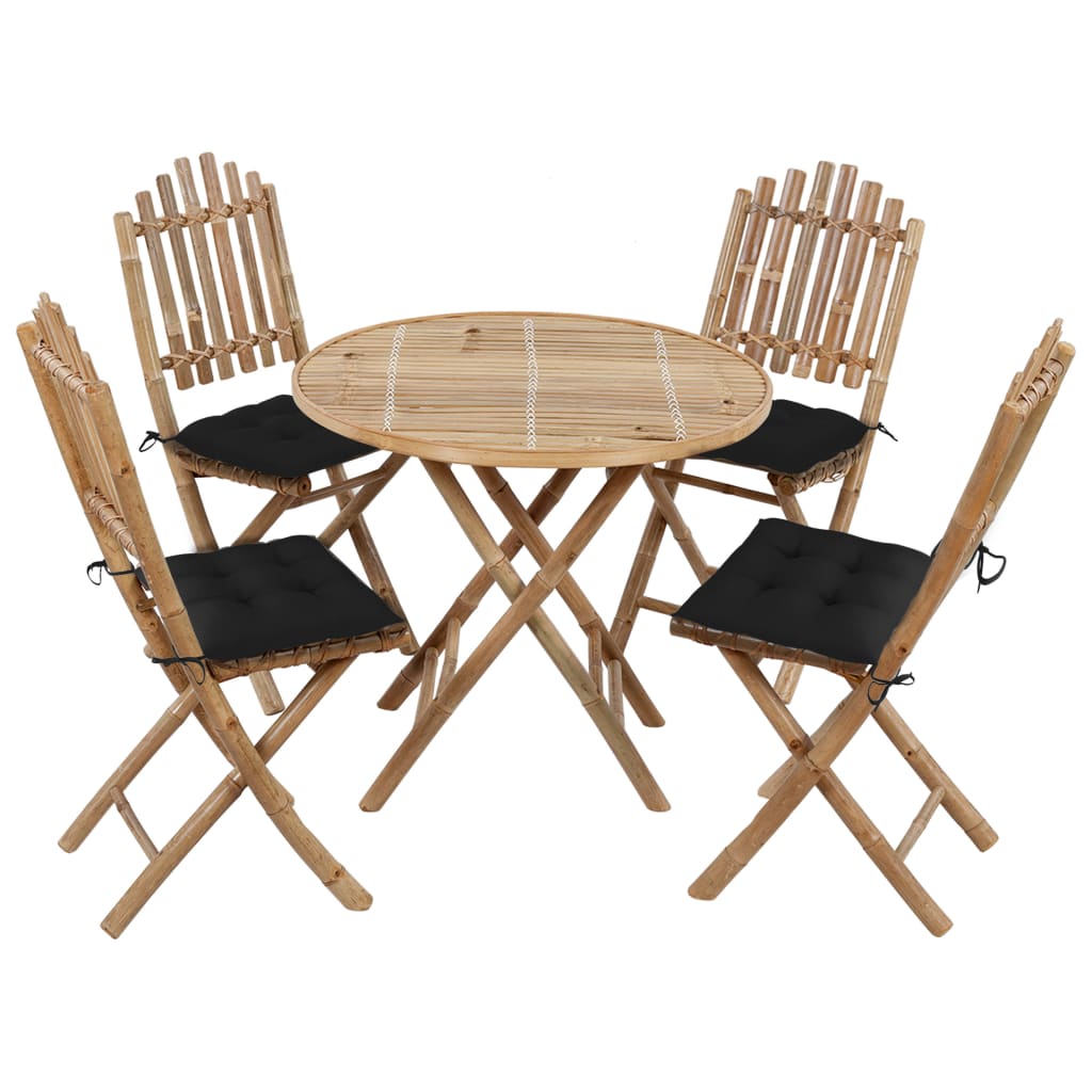 5-delige Tuinset inklapbaar met kussens bamboe is nu te koop bij PeponiXL, paradijselijk wonen!