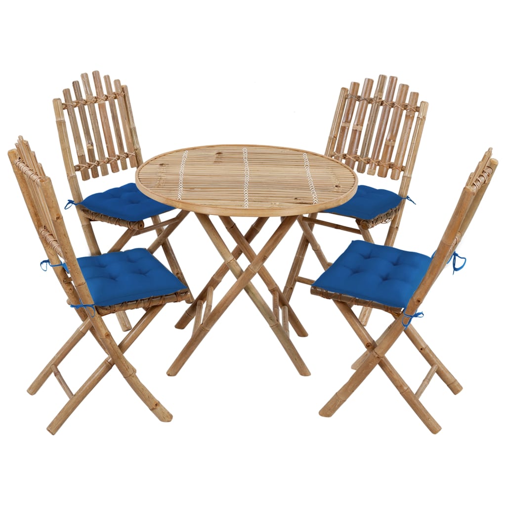 5-delige Tuinset inklapbaar met kussens bamboe is nu te koop bij PeponiXL, paradijselijk wonen!