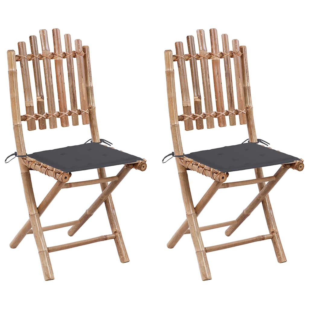 Tuinstoelen 2 st inklapbaar met kussens bamboe is nu te koop bij PeponiXL, paradijselijk wonen!