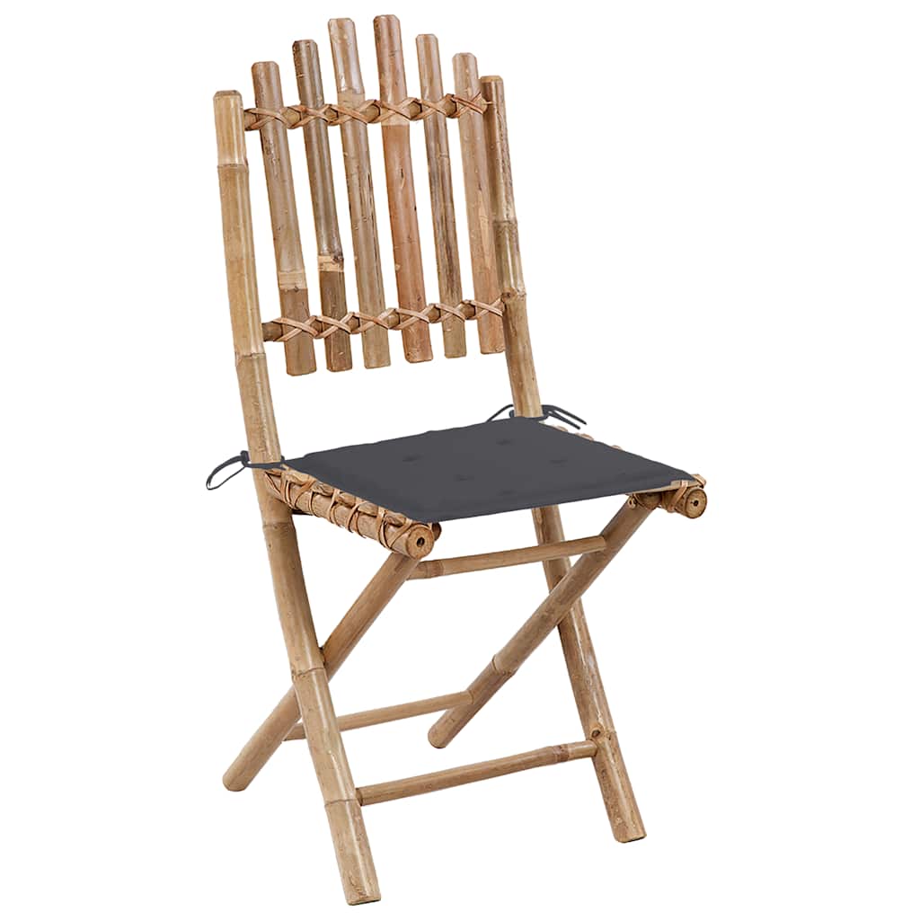 Tuinstoelen 2 st inklapbaar met kussens bamboe is nu te koop bij PeponiXL, paradijselijk wonen!
