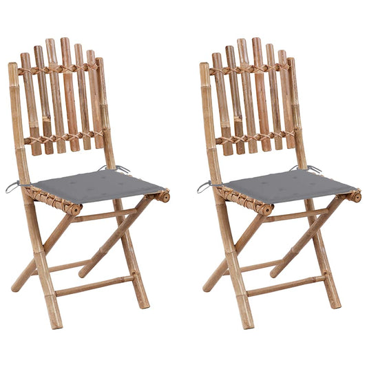 Tuinstoelen 2 st inklapbaar met kussens bamboe is nu te koop bij PeponiXL, paradijselijk wonen!