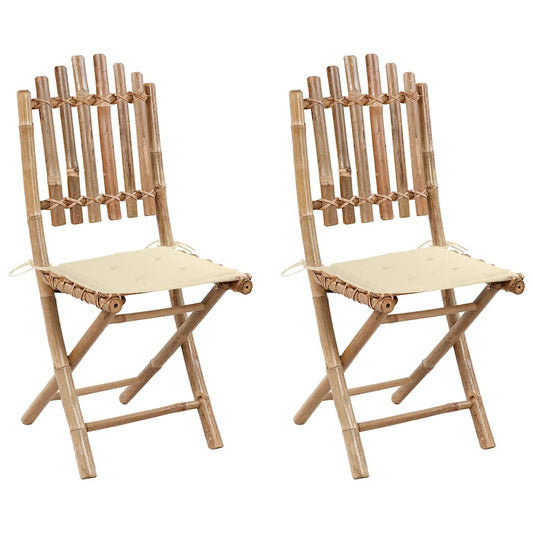 Tuinstoelen 2 st inklapbaar met kussens bamboe is nu te koop bij PeponiXL, paradijselijk wonen!