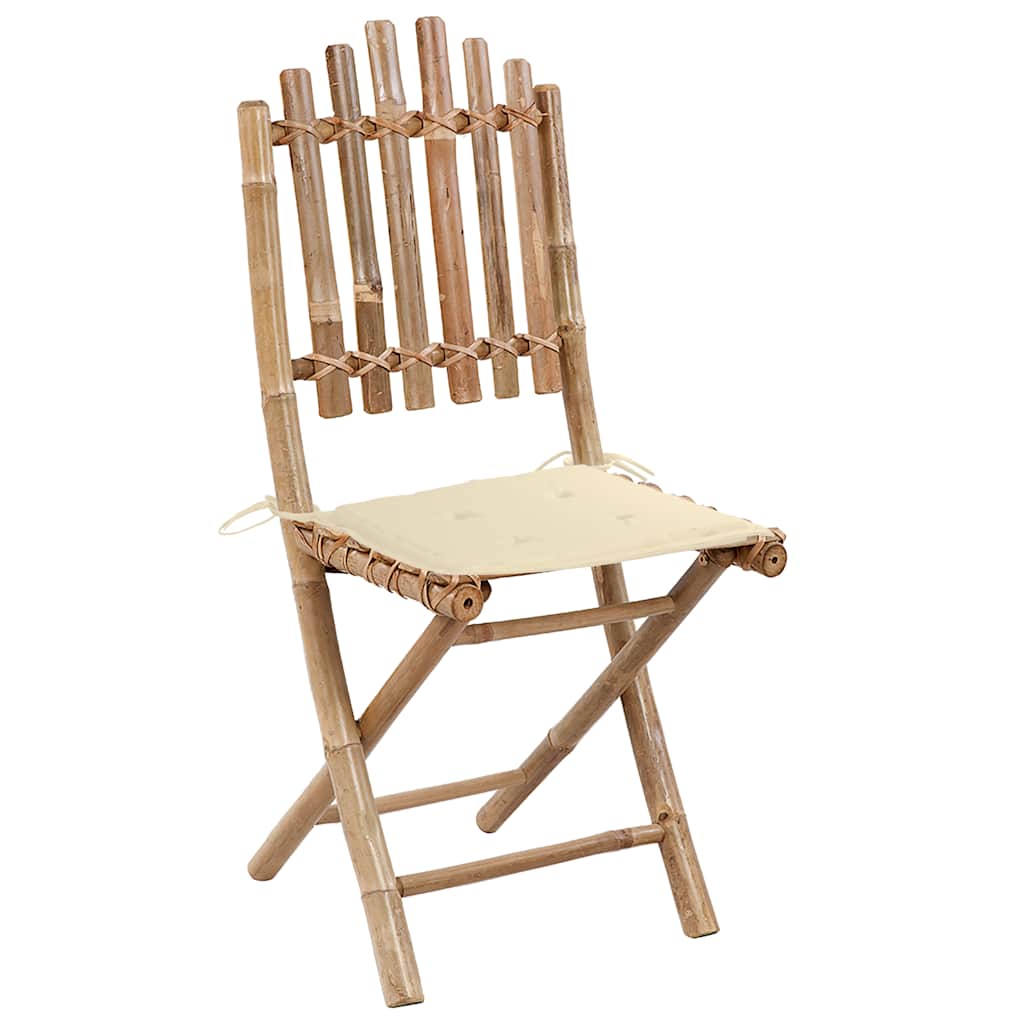 Tuinstoelen 2 st inklapbaar met kussens bamboe is nu te koop bij PeponiXL, paradijselijk wonen!
