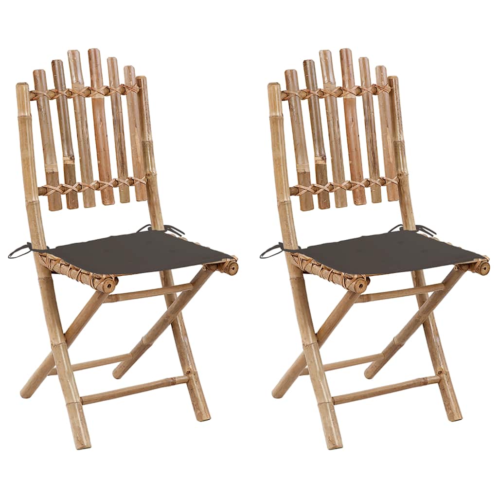 Tuinstoelen 2 st inklapbaar met kussens bamboe is nu te koop bij PeponiXL, paradijselijk wonen!