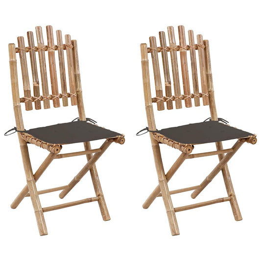 Tuinstoelen 2 st inklapbaar met kussens bamboe is nu te koop bij PeponiXL, paradijselijk wonen!