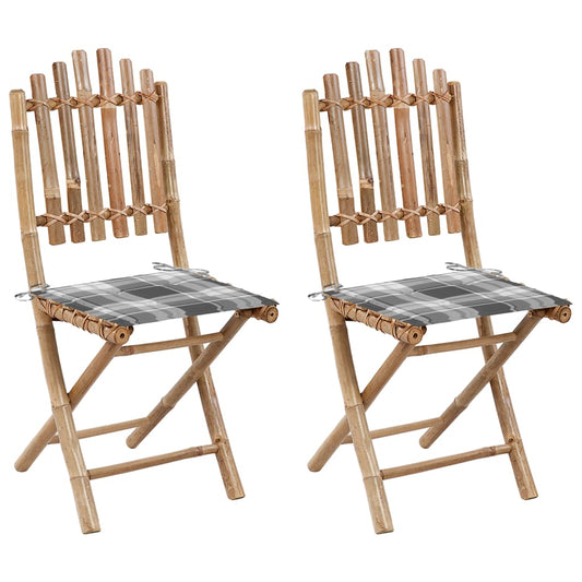 Tuinstoelen 2 st inklapbaar met kussens bamboe is nu te koop bij PeponiXL, paradijselijk wonen!
